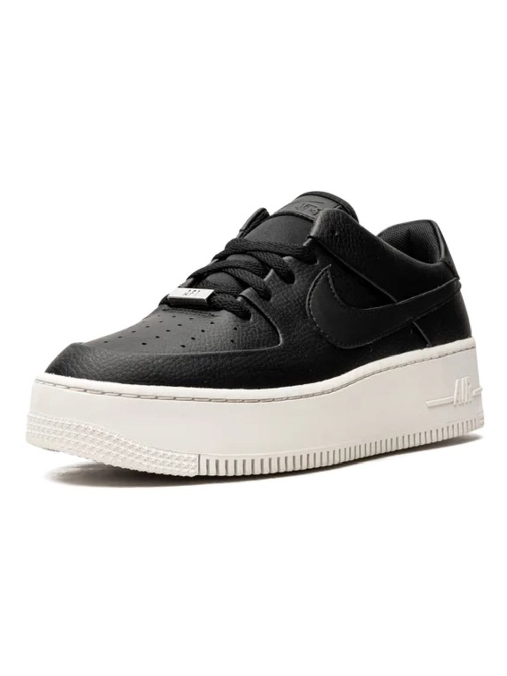 Nike | Women’s Black Leather AF1 Low-Top White Platform Sneakers Black Laces 7